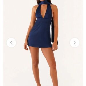 Elegant Navy Halter Mini Dress